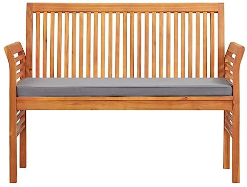 HETFTJN Bänke Sitzbank Flur Lounge Sessel Outdoor Balkon Sessel - 2-Sitzer Gartenbank mit Kissen 120 cm Massivholz Akazie für Draussen Park Garten Terrassen