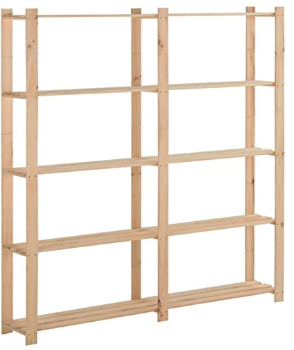 Brokky Scaffale a 5 Livelli 170x28,5x170 cm in Legno Massello di Pino-Scaffale Libreria a Scala Scaffale Porta Oggetti Ripiani Design Industriale Scaffalatura Multifunzionale per Cucina Soggiorno