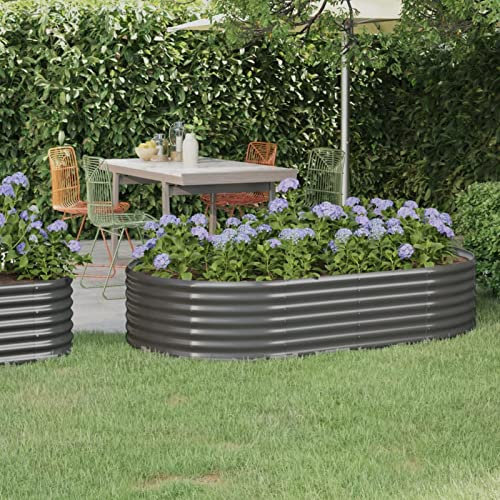 Sufrk Lit surélevé de Jardin Acier Enduit de Poudre 175x100x36cm Gris,Bordure Pierre,Kit Gabion,Gabion Jardiniere