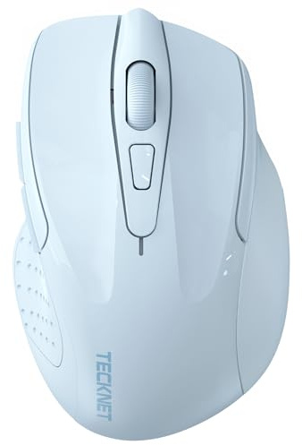 TECKNET Bluetooth Maus 4800 DPI, BT 5.0/3.0+2.4G, 30Monate Batterielaufzeit | Ergonomische Maus Kabellos mit 6 DPI, Leise Funkmaus für Laptop PC Computer, Windows, Mac OS, Android, Hellblau