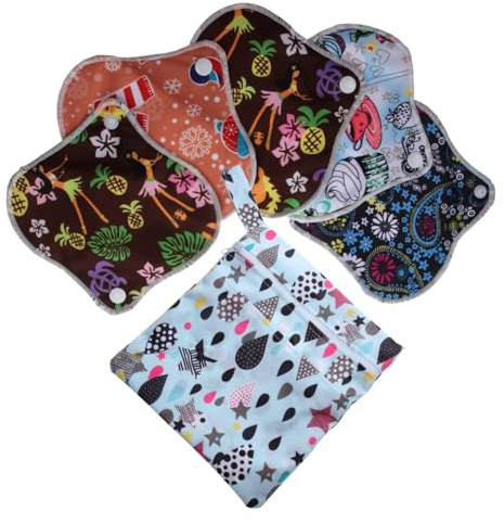 Healvian 6stücke Waschbare Damenbinden Bambuskohle Wiederverwendbare Und Umweltfreundliche Menstruationspads Mit Hoher Saugfähigkeit Und Wasserfestem Pul Für