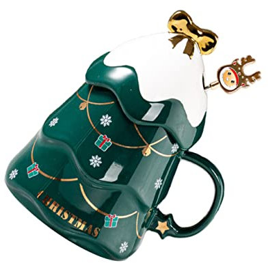 TOPBATHY 1 Satz Weihnachtsbecher Party Kaffee Reisebecher Kaffeetasse Kaffeebecher Dekorationen Großer Becher Baum Glaswaren Cappuccino-becher Rot Weihnachtsbäume Süße Tasse Keramik Green