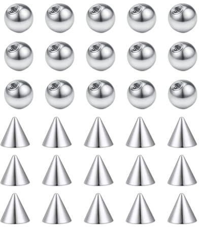 Gojewen 30er Piercing Kugeln 3mm Silber Ersatzkugel Schraubkugel Chirurgenstahl 1,2mm Gewinde für Piercing Nase Lippe Augenbrauen Helix