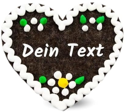 Bavariashop | Filz-Herz-Anstecker mit Wunschname | Hochzeit Namensschild als Anstecker Pin | Herz Namensschilder für Kleidung | Oktoberfest Party Namenskarten | 6,5cm x 7 cm
