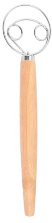 13 Inch Bread Dough Mixing Whisk, Double Eyes Stainless Steel Danish Dough Whisk, Egg Beater with Wooden Handle, Bread Dough Mixer Accessory Tool for The Kitchen