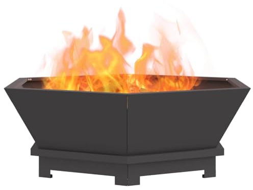 vidaXL Brasero Noir 75 x 75 x 28 cm Acier patiné | Super facile à déplacer et à installer, Fait pour affronter toutes les intempéries,