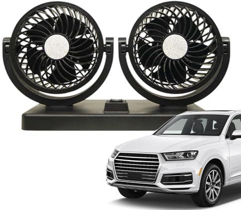 Jlobnyiun Ventilateurs de voiture qui soufflent de l'air froid, ventilateurs USB pour l'intérieur de la voiture – Rotation à 360 degrés, circulation de l'air du véhicule, dispositif de refroidissement