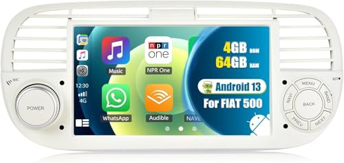 CAMECHO [4+64G 8-CORE] Android 15 Car Stereo for Fiat 500 2007-2015 Support Wireless Carplay & Android Auto, 7 Inch 2 Din Touch Screen with Bluetooth 5.0 DSP Sat Navi WIFI FM/RDS