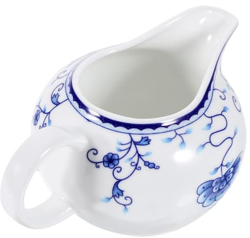 SOIMISS Jarra De Crema De Cerámica Azul y Blanca 170 Ml con Asa Ergonómica para Cocina, Dispensador De Salsa y Jarabe Pequeño, Adecuado para Restaurante y Uso Doméstico