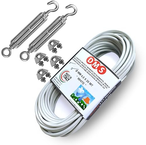 DMS Filo per stendere il bucato da esterno 10Mt x d.4,5 Resistente. Cavetto in acciao rivestito, stendibiancheria Made in Italy (10 MT)