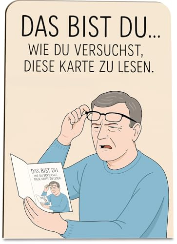 Lustige Geburtstagskarten für Männer: Versuchst zu lesen Mann Holzkarte - Geburtstagskarte - Lustige Geburtstagskarte, Witzige Geschenke für Männer, Lustige Karten, Lustiges Geschenk für Männer