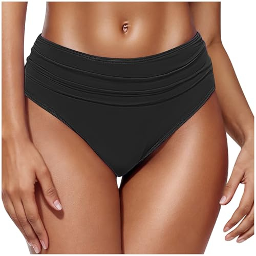 Braguitas de Bikinis Mujer Cintura Alta Ruched Bañadores Mujer Reductores Cómodas Bikini Parte de Abajo Bragas Bañador Reductor Barriga Parte Inferior de Bikini Vientre Piscina Playa Baratos