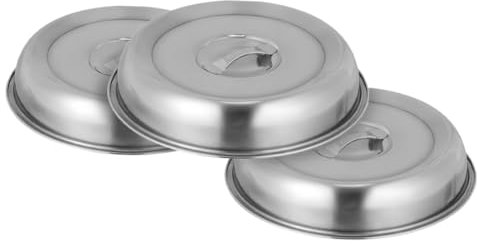 ULTECHNOVO 3 Stück Edelstahl Deckel Runde Lebensmittelabdeckung Haushaltsabdeckungen Für Speisen Hauben Mahlzeitenabdeckung Küchenhaubenabdeckung Grilldeckel Zum Warmhalten Von Speisen