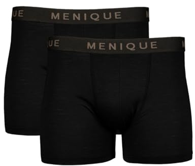 menique merinoull underkläder herr boxershorts, kalsonger för män, boxershorts, mjuka ventilerande luktfria underkläder för män, svart, 2-pack, M