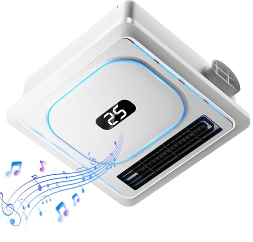 BSEED Bathroom Exhaust Fan with Bluetooth Speaker & Heater, 1800W Dual-Heat, 230 CFM, 3CCT+5-Color RGB Light, Negative Ion, Wall Control