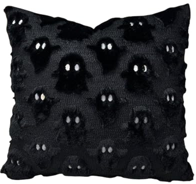 Genérico Cubiertas de Almohadas Negras | Estuche de cojín, Cremallera Invisible Fantasma decoración Suave para Foto telón