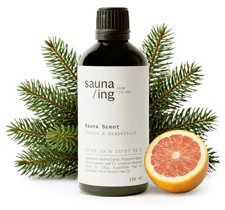 sauna/ing Sauna Scent – Sauna Essential Oil & Sauna Oils for Rocks – Natural Sauna Fragrance 100ml – Aromatherapy Sauna Accessories Made in Finland (Spruce & Grapefruit)