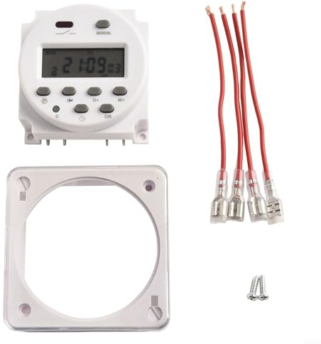 Interruptor temporizador programable de 12 V para luces de calle, pantalla LCD con 16 programas de encendido/apagado y memoria de respaldo (12 V)