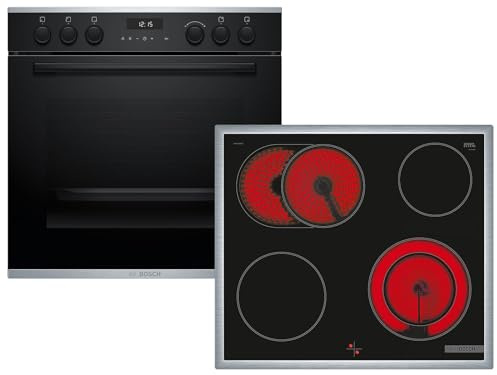 Bosch HND671FH61 Set Einbauherd HET278BB0 Schwarz + Glaskeramikkochfeld NKN64RGA2E herdgebunden