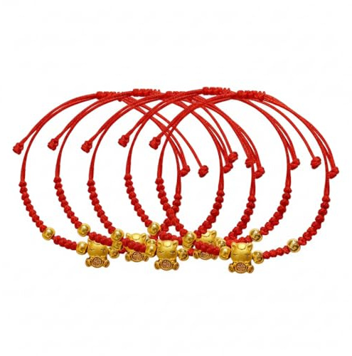 Lot de 5 bracelets en corde rouge de l'année chinoise du cheval, bracelet porte-bonheur en corde tressée porte-bonheur pour chevaux, bracelets tissés à la main réglables pour hommes et femmes, 5PCS