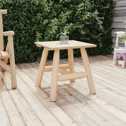 Hoopleep Beistelltisch 49x49x50 cm, Massivholz Fichte unbehandelt, langlebiger Couchtisch für Terrasse, Balkon, Garten, Stabiler Holztisch für Außenbereich Möbel