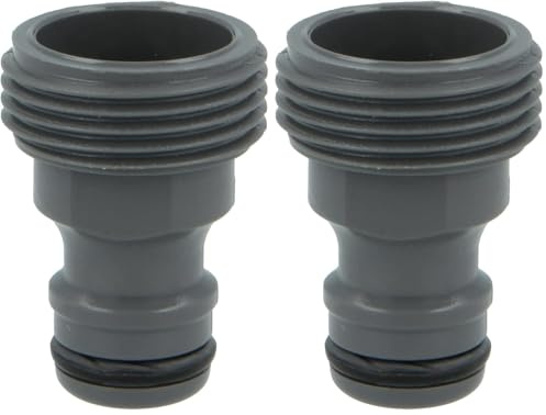 Amig - Adattatore Maschio Per Unione Del Rubinetto Con Tubo,3/4'',Connessione Veloce E Facile Per Tubi D'Acqua,Unione Filettata,Plastica Abs E Gomma,Grigio R03 (Confezione da 2)