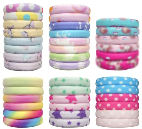 BEZHO 40-pack Hårsnoddar Flickor, Flerfärgad Hårband Skonsam Mjuka Hästsvanshållare Sömlösa Elastiska Band för Barn, Småbarn och Kvinnor (Multicolor B)