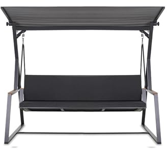Setgarden Hollywoodschaukel Auflage, 7 cm dick, Sitz- und Rückenpolster, Abnehmbarer Bezug, Wendbar, Garten Polster Set (Anthrazit, 170x50x50cm)