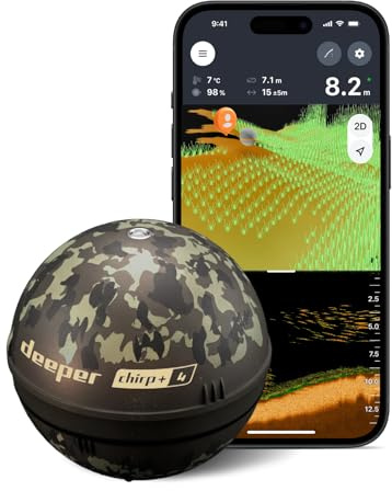 Djupare CHIRP+ 4 AI-driven gjutbar fiskfinnare med GPS – bärbar ekolod för båt, is och strandfiske, 2D/3D-kartläggning via app