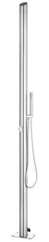 QUAHEAS Ducha de jardín de acero inoxidable de 220 cm con ducha de cascada y ducha de mano, sistema de ducha para exteriores, para jardín, piscina, jacuzzi, spa y piscina, resistente a la intemperie
