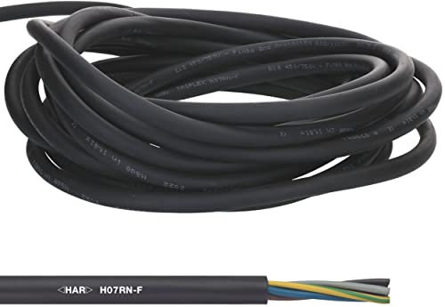 10 mètres Lapp 16001233 H07RN-F 4 x 1,5 mm² Câble flexible en caoutchouc avec conducteur de protection, câble extérieur résistant aux UV, résistant à l'huile, noir