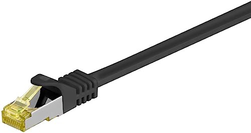Goobay 92654 RJ45 Câble patch avec Cat 7 rohkabel, double blindage, S Câble FTP jusqu'à 600 MHz sans halogène, cuivre mâle, contacts plaqués or, 7,5 m, noir