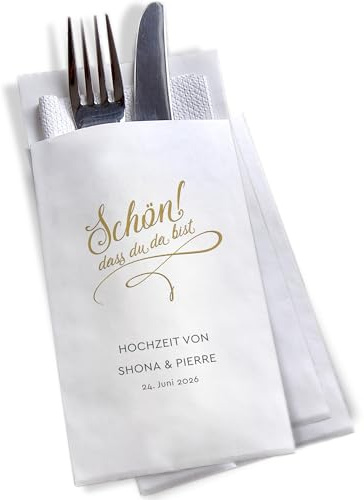 Bestecktasche Hochzeit Goldene Hochzeit Silberhochzeit Geburtstag schön, dass du da bist personalisierbar