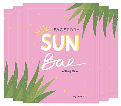 FACETORY Sun Bae, Soothing Korean Face Mask with Aloe & Shea, 5 Pack