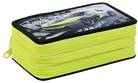 Eberhard Faber 577571 - Federmäppchen Triple Decker, mit 36 Schreibutensilien, Stiftetui Race Car mit 3 Reißverschlüssen