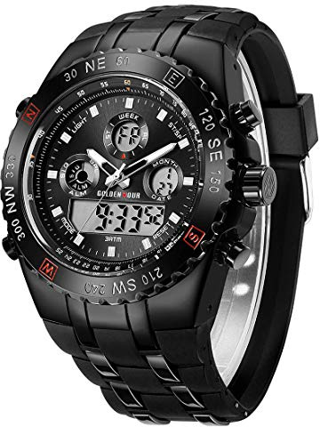 Montres de Sport pour Homme étanche, chronomètre, Date, Alarme, Lumineux, numérique, analogique, Militaire, avec Bracelet en Caoutchouc