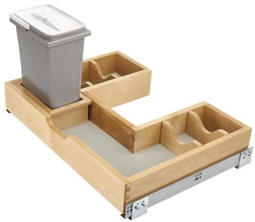 Innovador mueble de 30 pulgadas en forma de U para debajo del fregadero, organizador extraíble Rev-A-Shelf 48630VSBSCBM1 de extensión completa con diapositivas de cierre suave