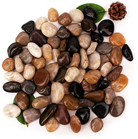 18 Pounds Pebbles Aquarium Gravel River Rock, Natural Polished Decorative Gravel, Polished Pebbles,Garden Ornamental River Pebbles Rocks, Mixed Color Stones for Landscaping Vase Fillers (18.3)