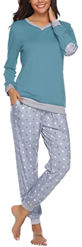 Irdcomps Pigiama Donna Cotone Lungo Invernale Pigiami Due Pezzi da Donna Inverno Set Pigiama da Notte Pigiami Casual da Casa Confortevole