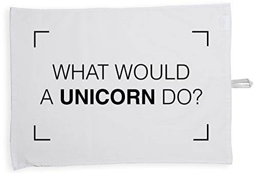 Hippowarehouse What would a unicorn do? Tea Towel Eco Printed Dish Cloth Kitchen accessory 50cmx70cm 100% Cotton