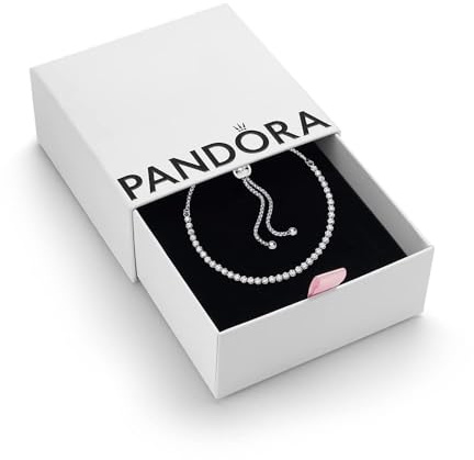 PANDORA Silver Sparkling Slider Bracelet for Charms | Sparkling Slider Bracelet in Sterling Silver Set with Cubic Zirconia & an Adjustable Clasp for the Perfect Fit
