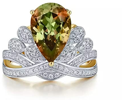 Alexandrit Ringe Edlen Schmuck für Frauen Farben ändern Edelstein Verlobungsring Sterling Silber Birnenstein Kronenring