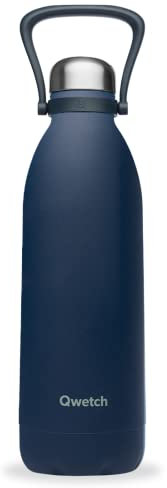 Qwetch - Borraccia Termica 1,5L in Acciaio Inox Granite Blu - 48h Freddo, 16h Caldo - Impermeabile, Senza BPA & Riutilizzabile - Bottiglia Termica con Manico per Sport, Escursioni, Ufficio, Campeggio