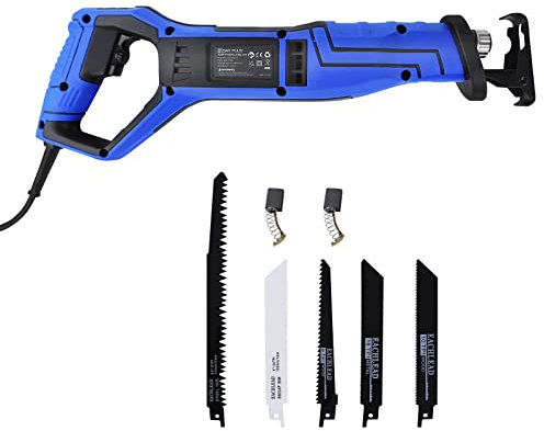 Sierra Sable de 900W con 5 Hojas de Sierra, Velocidad Variable de 0-2800SPM, Longitud de Carrera de 28mm, Sierra Eléctrica Manual para Corte de Metal/Madera/Tubo de/PVC/Árbol