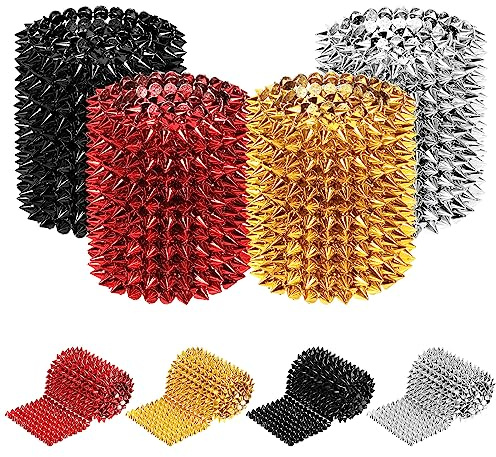 Glarks Puntada para coser en espiga, cono de bala, remaches de parte trasera plana, cuentas de malla de plástico para manualidades en cuero, ropa, actuaciones, decoración de fiestas (plateado)