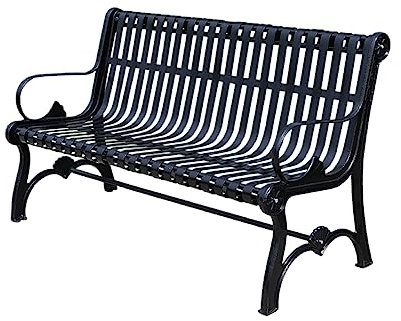 XIAOZHUANGXIONG Gartenbänke für Draußen Wetterfest, Sitzbank mit Gitter-Design-Rückenlehne, Terrassen-Sitzgelegenheiten for Die Veranda, Park, Außenmöbel, Dekor, Schwarz (Size : 150cm)