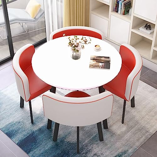 MAxba Essgruppe Esstisch mit 4 Stühlen Set Konferenztisch mit Stühlen Set Balkon Esstisch Set 4 Personen Küchentisch mit Stühlen (Color : Rot)