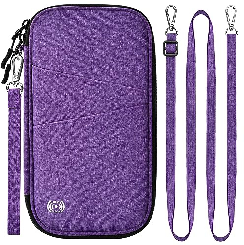 LUROON Reisepass Tasche Familie Reiseorganizer mit RFID Blocker Herren Damen Reisepasstasche für Kreditkarten Personalausweis Flugtickets Geld Münzen Telefonschlüssel Impfausweis