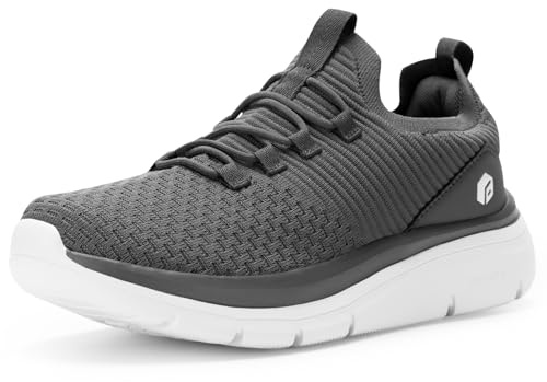 FitVille Extra Wide Slip on Shoes for Men, Lightweight and Breathable Mens Wide Slip on Shoes Max Cushioning (Grey, 11.5EW)