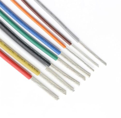 Trunking Solid 5 Meters Plastic Insulated Cable UL1332 High Temperature Electron Wire 28AWG to 12AWG for 3D Printer Connector Loom (Color : White, Size : 5 Meters 22AWG)